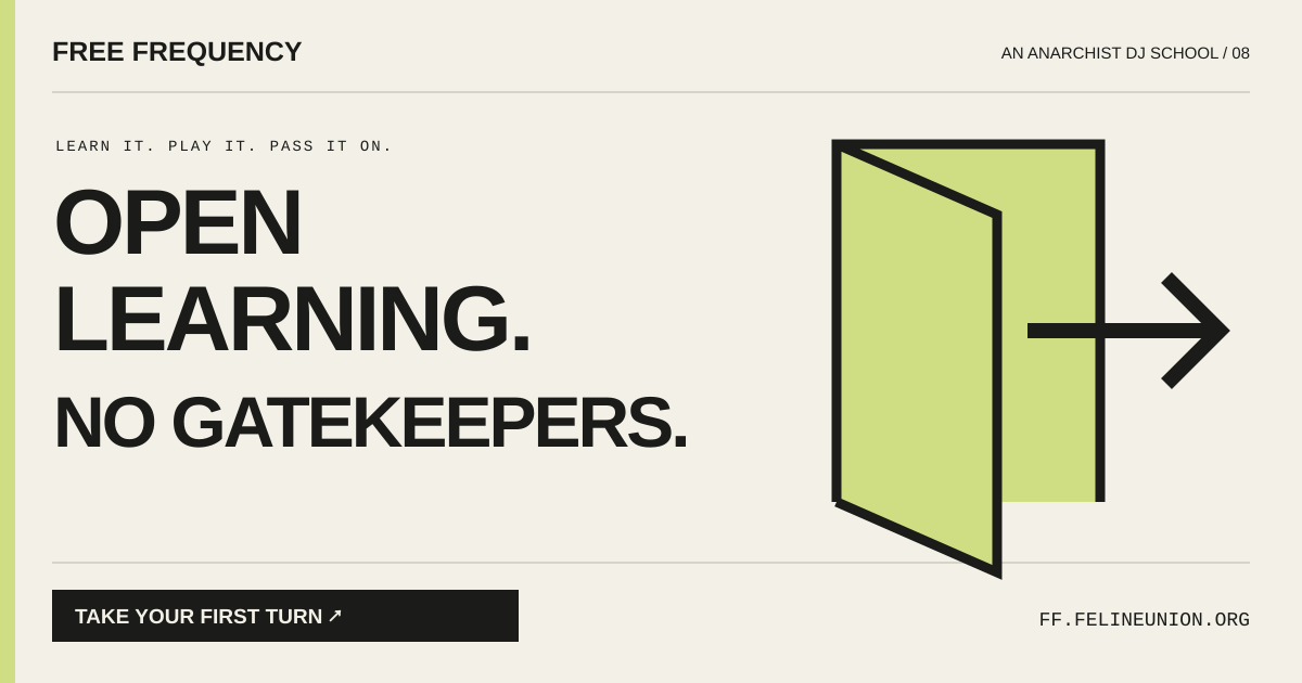 Open learning. No gatekeepers. — Free Frequency poster